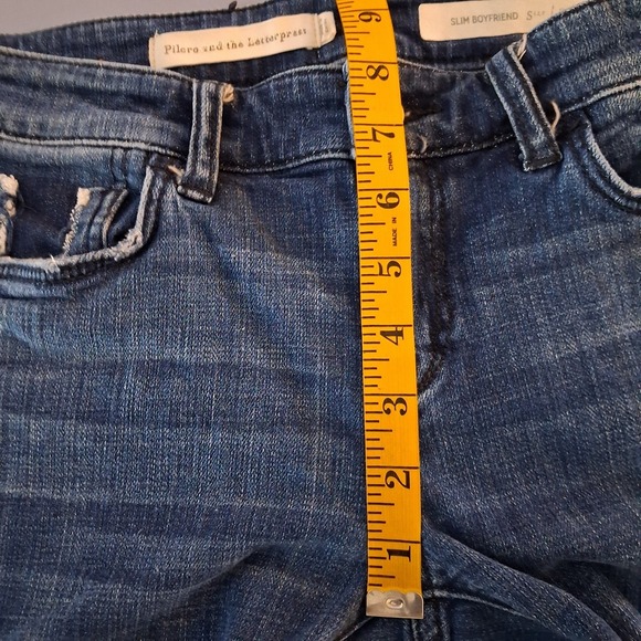 Anthropologie Pilcro Slim Boyfriend Floral Embroidered Distressed Jeans 25 Boho - Picture 6 of 16